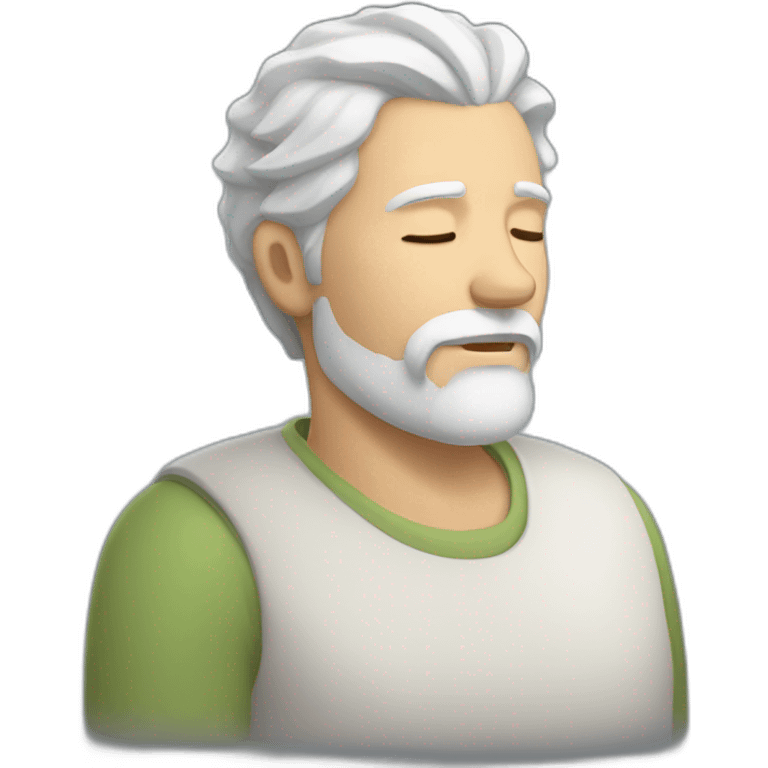 Man with gray hair and white beard sleeps and dreams emoji