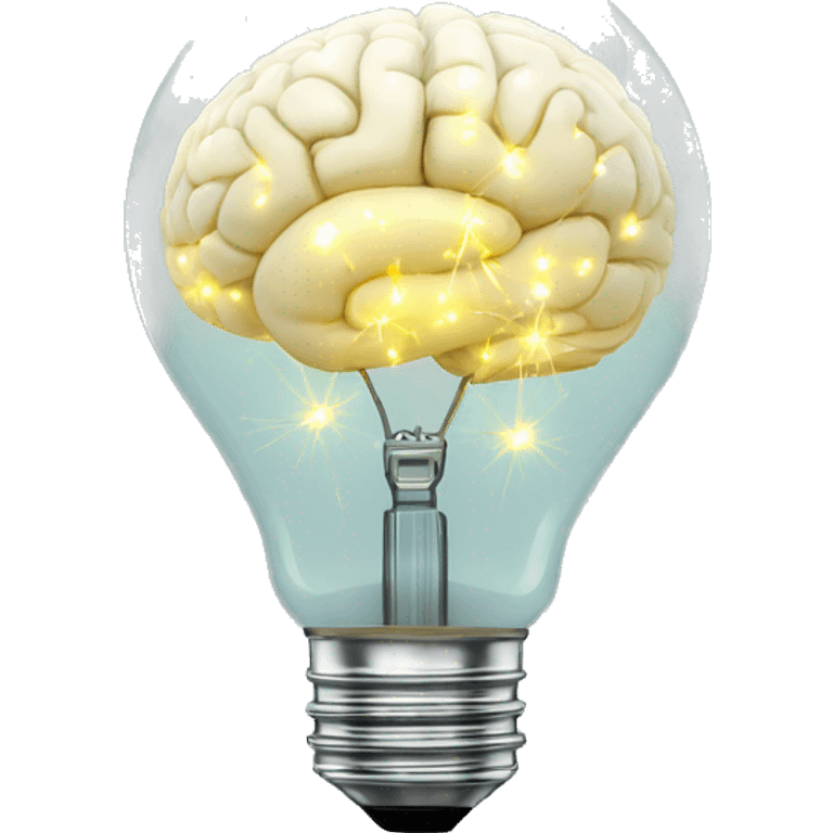 brain sparkles inside the glass light bulb emoji