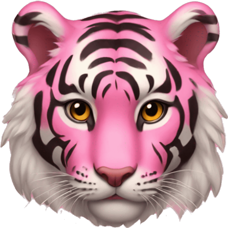 Pink tiger, with red stripes, aesthetic  emoji