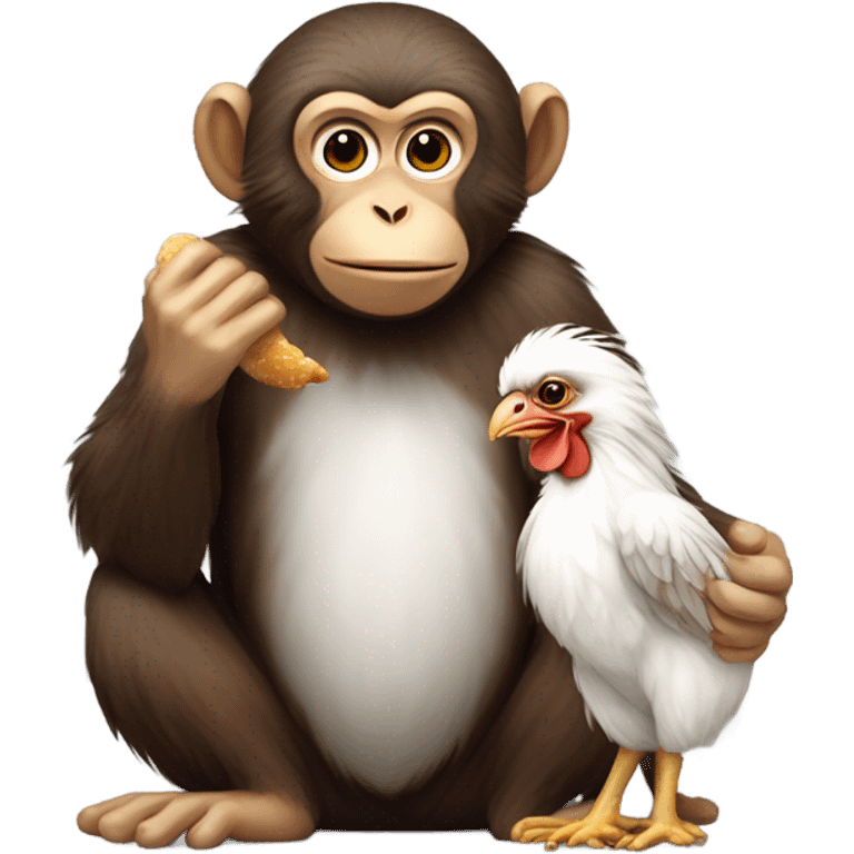 Monkey with chicken emoji