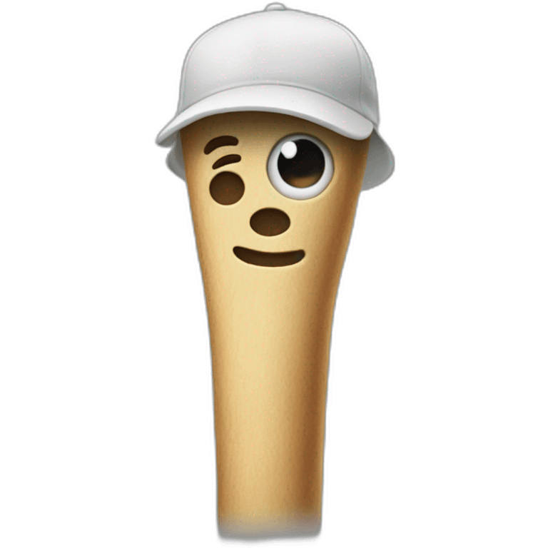 a stick with a face and a cap that faces backwards emoji