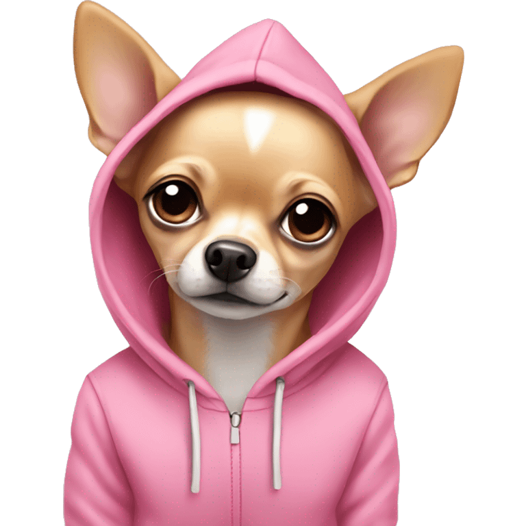 Beige chihuahua in a pink hoodie emoji