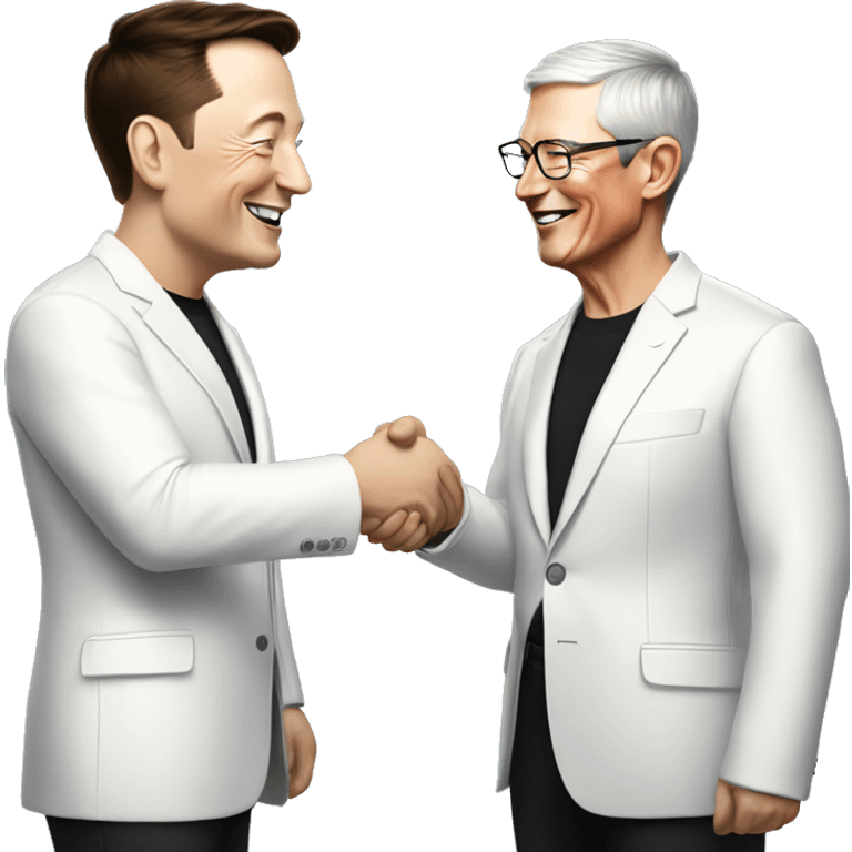 Elon Musk shakes hand with Tim Cook from Apple emoji