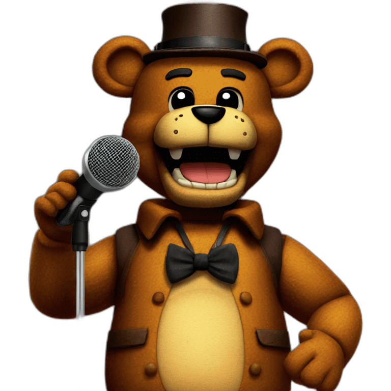 Freddy Fazbear with a microphone fnaf emoji