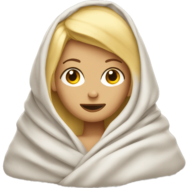 blonde girl wrapped in a blanket emoji