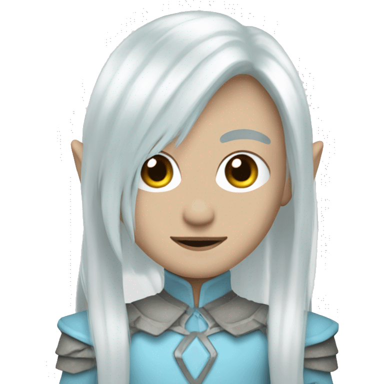 Cyber elf, long white hair, white skin, light blue clothes emoji