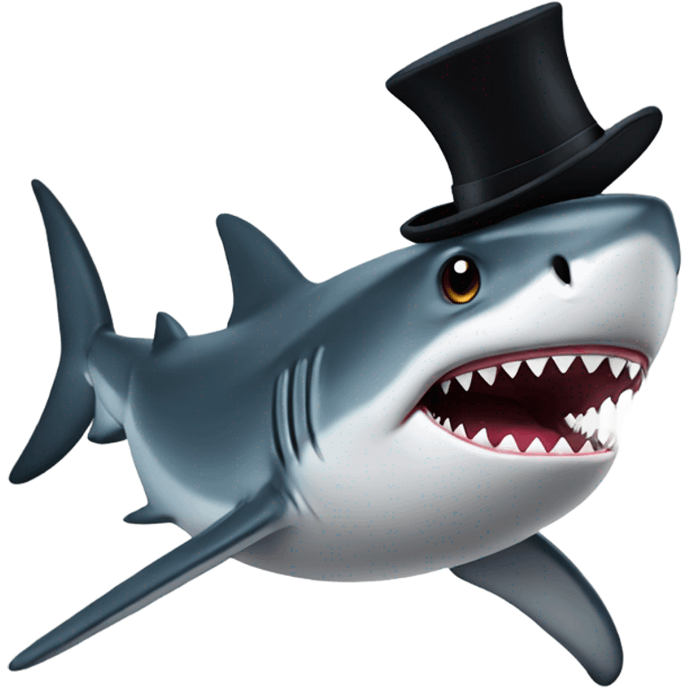 Shark with a top hat emoji