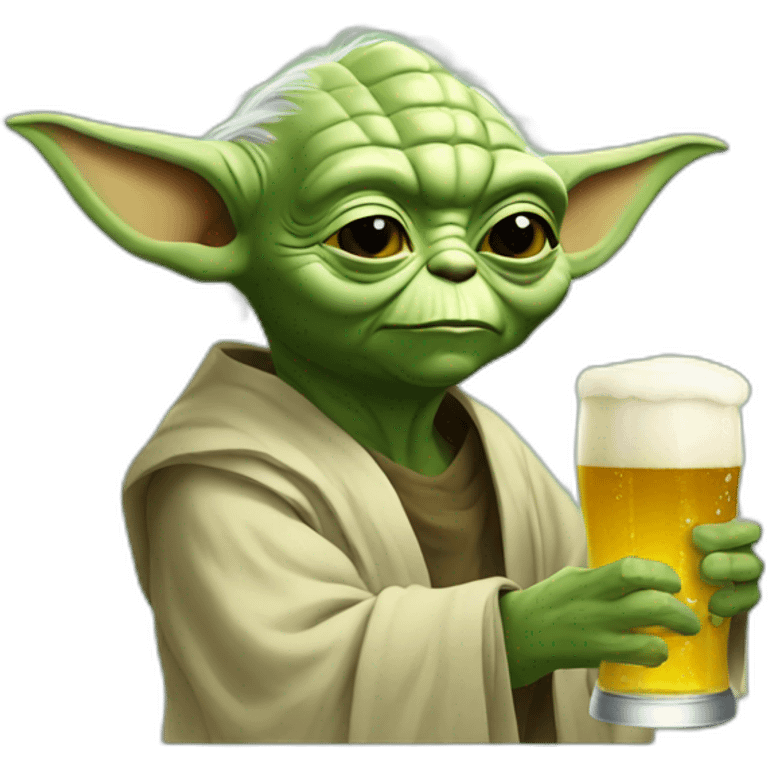 Yoda drinking a beer emoji