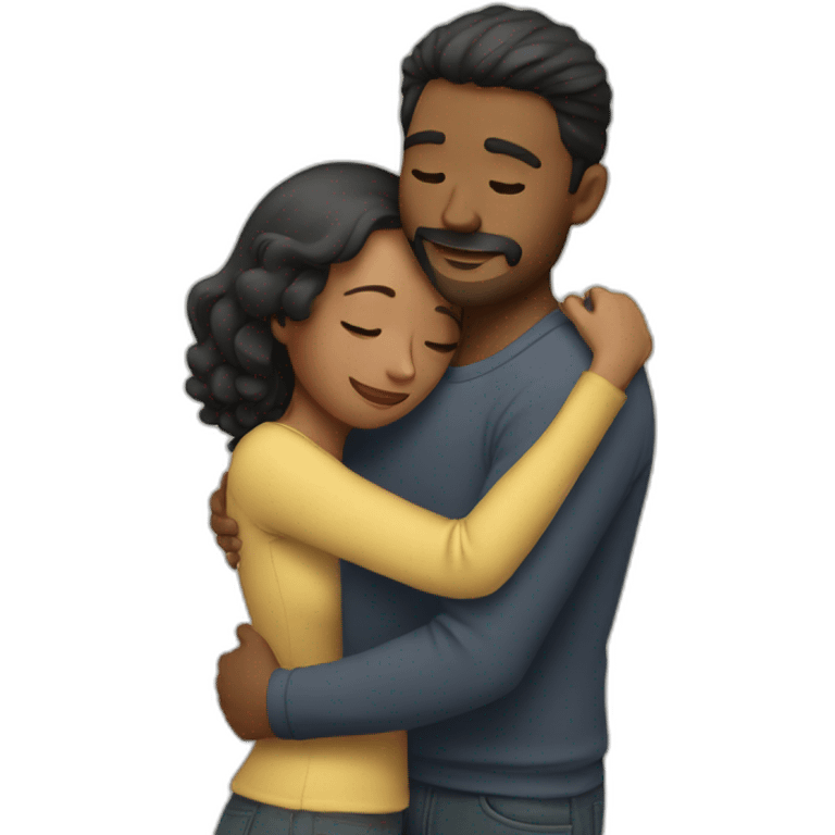 Man hugging woman from behind emoji