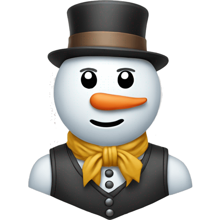 snowman with dad vest, lightning nose emoji