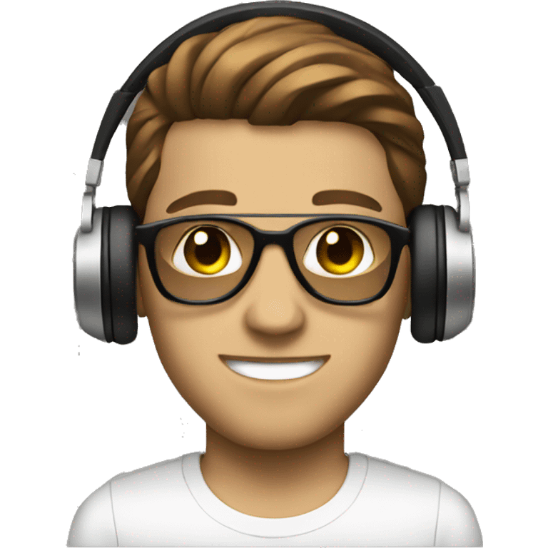 White dj with brown hair headphones emoji