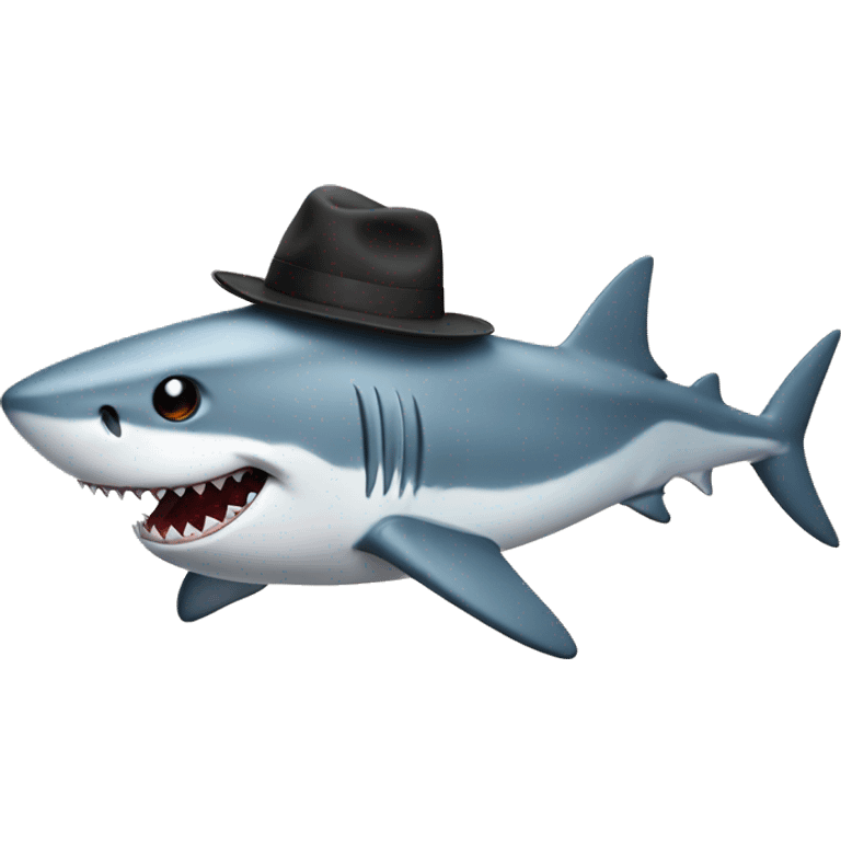 Shark wearing a fedora emoji