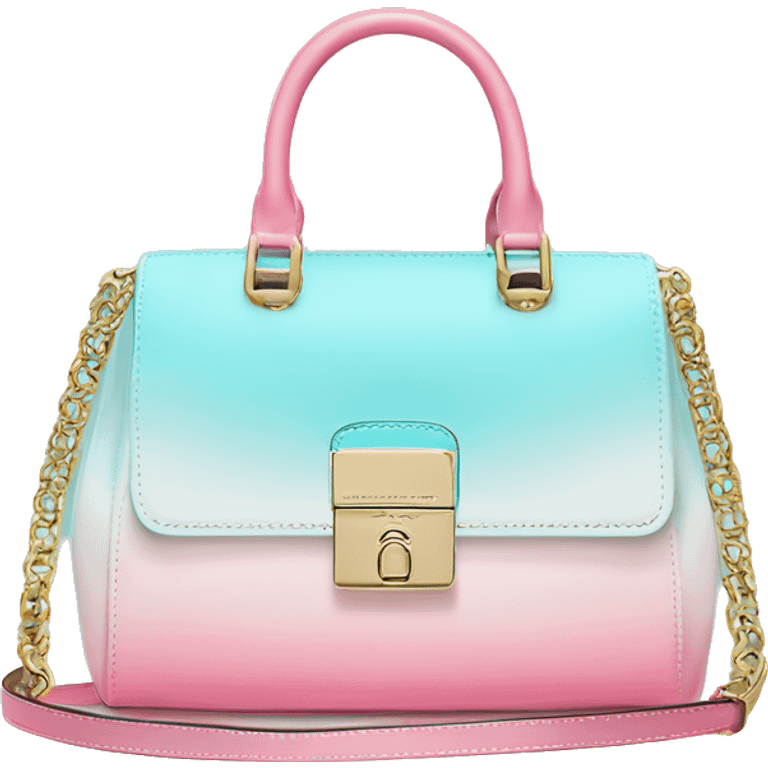 Realistic isolated tiffany blue ,ight pink,and light blue ombre Michael Kors Handbag.  emoji