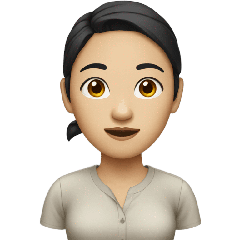 asian woman black hair, casual shirt emoji