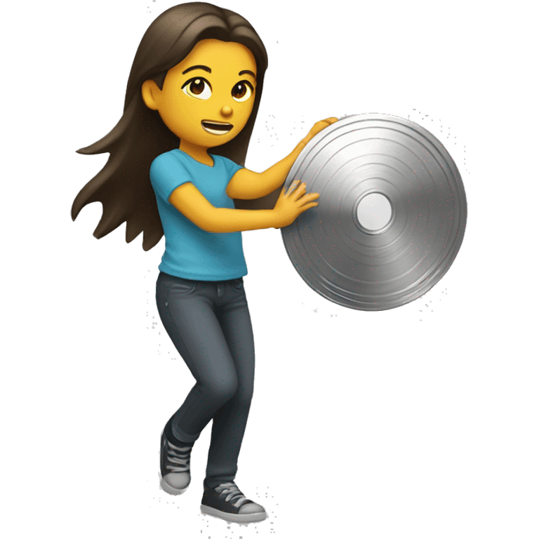 Girl throwing a metal disc emoji