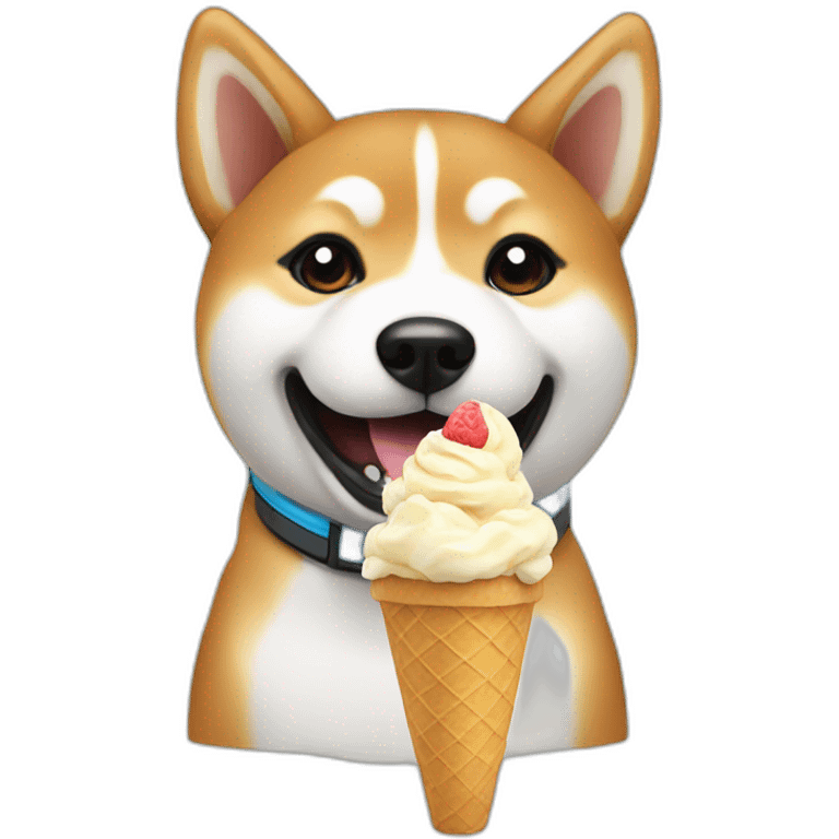 Shiba  eating ice cream emoji