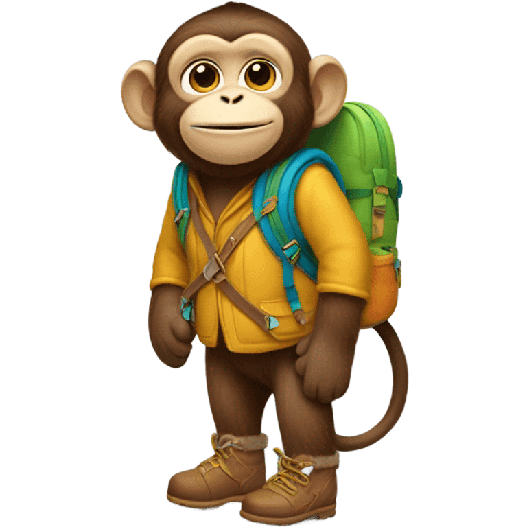 Monkey wearing uggboots and backpack emoji