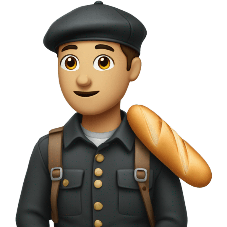 cute french person beret and baguette emoji