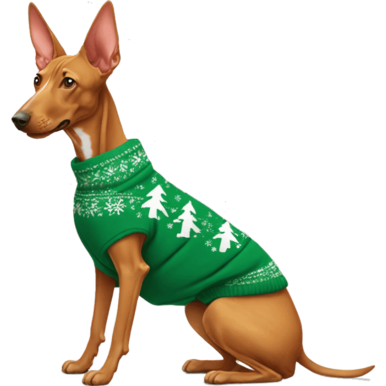 Pharaoh Hound wearing christmas Sweatshirt  emoji