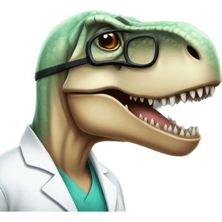 t-rex head in medical uniform and black glasses for line art emoji