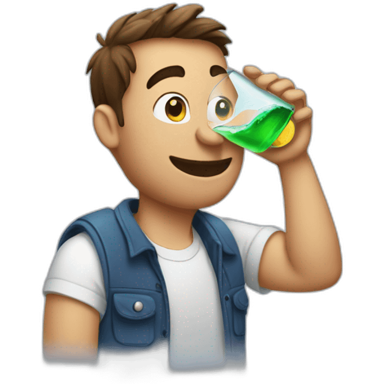 Cartoon Dan drinking seltzer  emoji