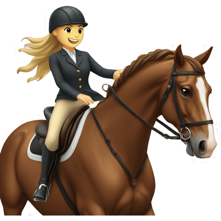 jumping horse with girl rider emoji