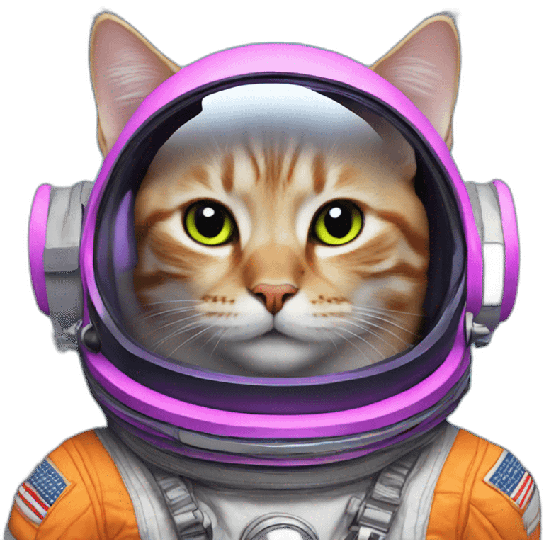 cat astronaut neon emoji