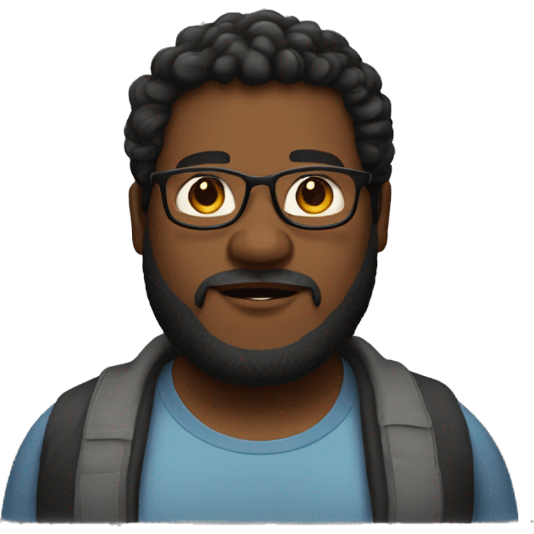 A black-haired fat guy with fair skin brown eyes and with glasses and a beard  emoji