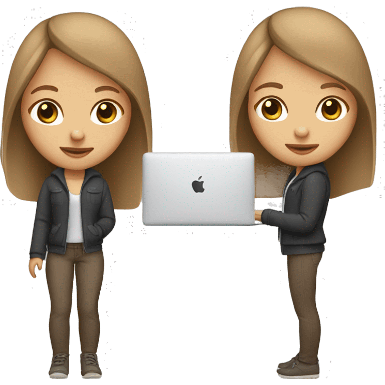 Girl-hold-MacBook-light skin-light brown hair emoji