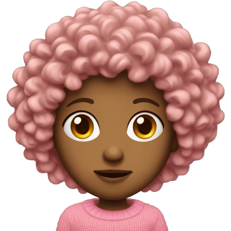 Curly head with pink sweater  emoji