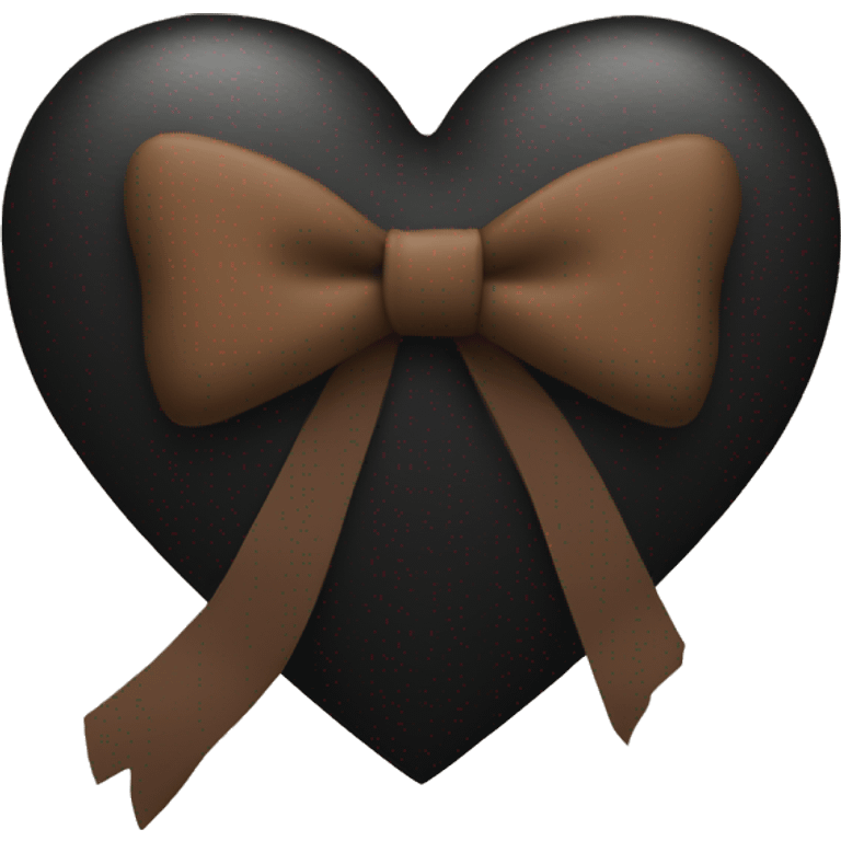 Black heart with brown bow emoji