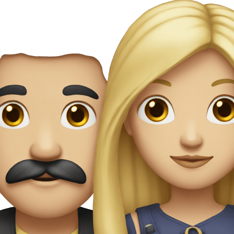 Man with black hair and a moustache and woman with long blonde hair emoji