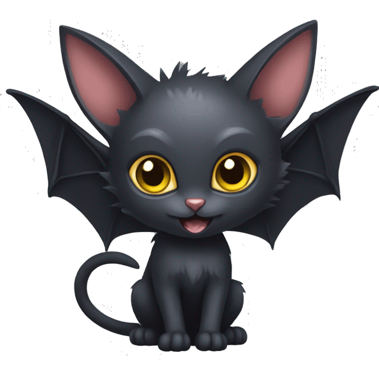 Black-Vampire-Batty-Lykoi-Cat-Fakémon-Cat With Bat-wings for ears emoji