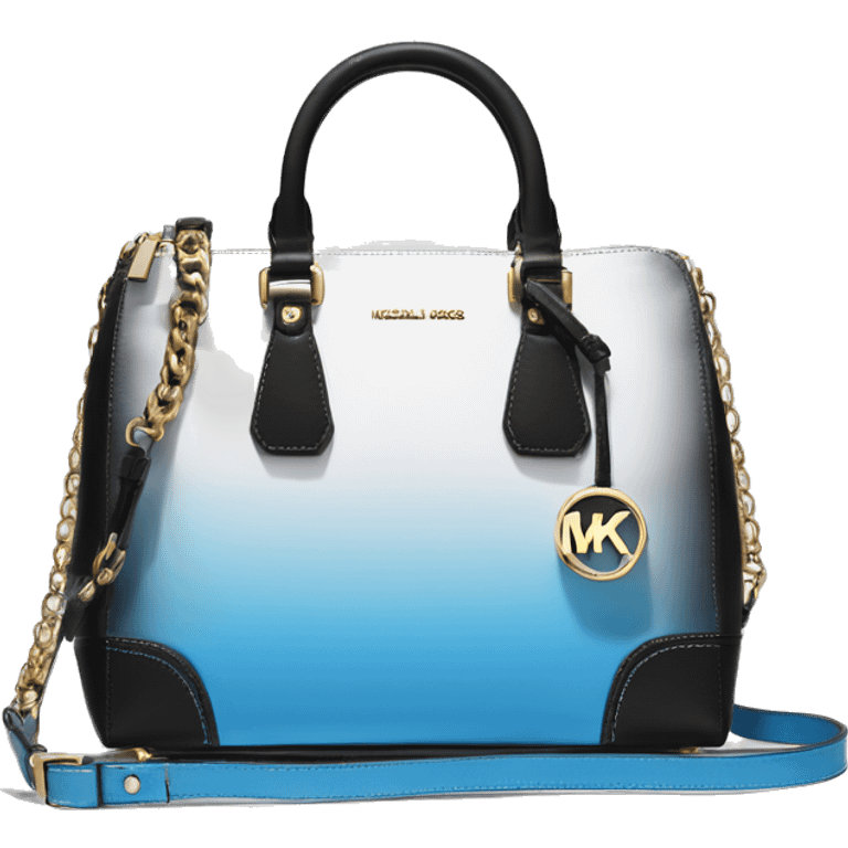 Realistic isolated white,sky blue,and black ombre Michael Kors satchel purse.  emoji