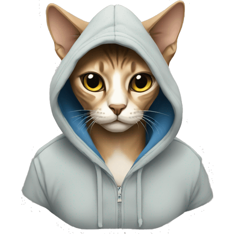 Cat sphinx wearing a hoodie emoji