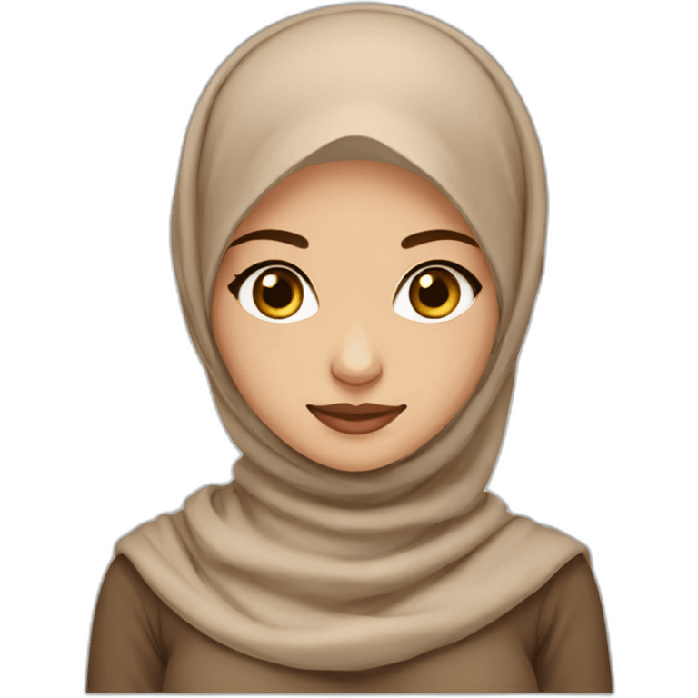 Fair skin hijab woman, nude colour hijab and light brown dress emoji