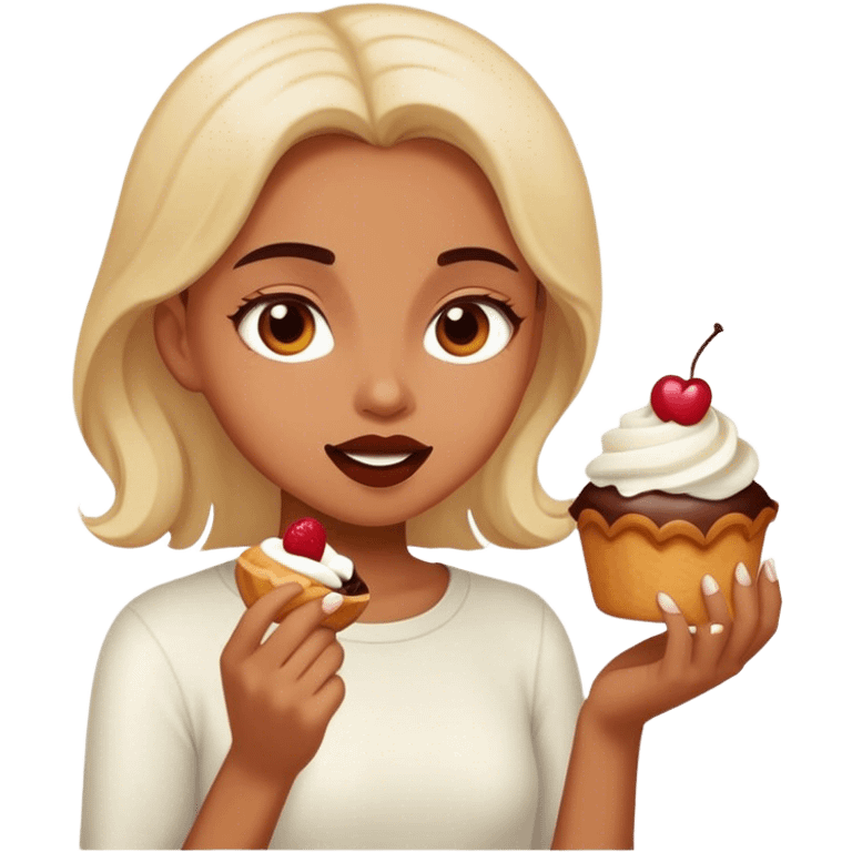 Girl eating desert emoji