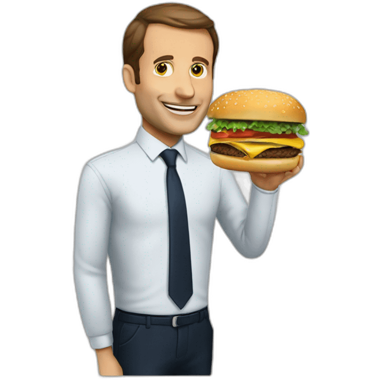 Macron qui mange un hamburger emoji