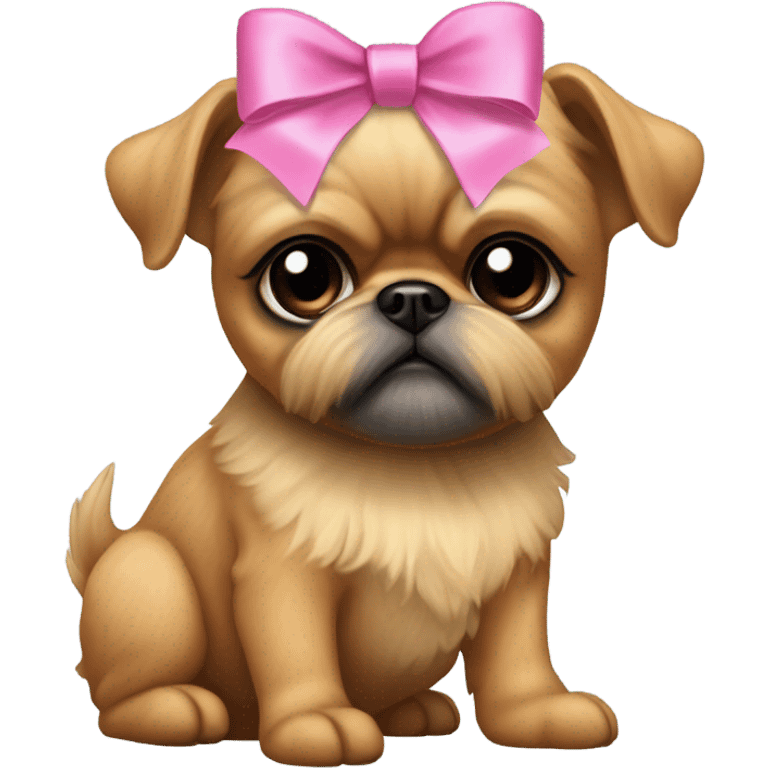 Griffon Bruxellois dog with cute pink bow on head  emoji