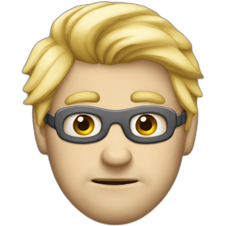 homme blond triste derrière un masque qui souris emoji