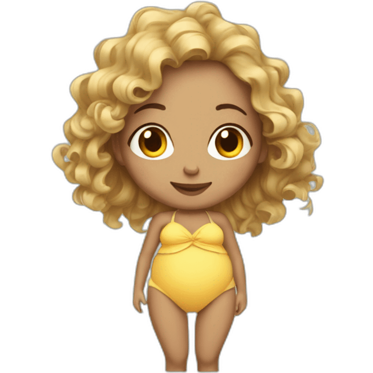 adorable pregnant  full body  with beach-wave-hair emoji