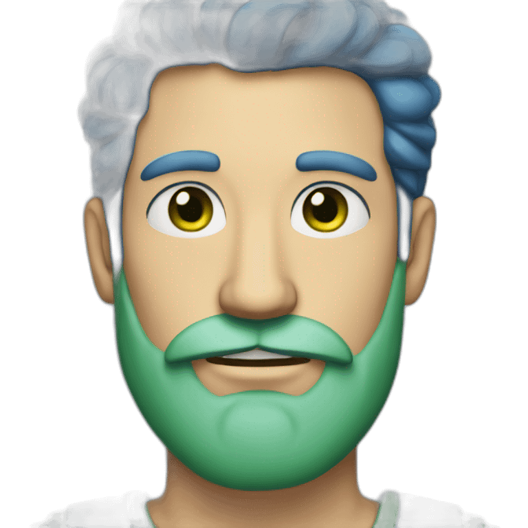 a man with a blue beard and green eyes emoji