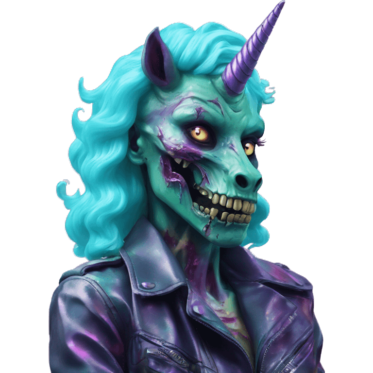 .Zombie_ Vaporwave black holographic oilslick zombie unicorn  emoji