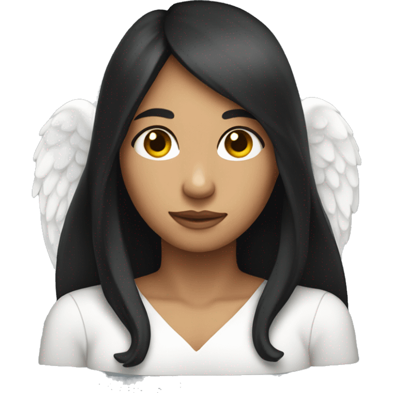 A female angel with long black hair emoji