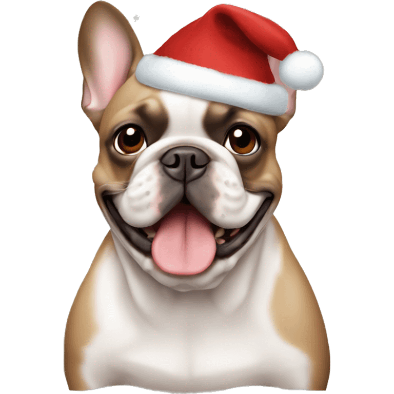 Brown French bulldog, christmas emoji