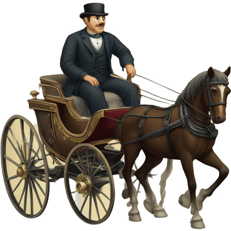 a man sits in a horse-drawn carriage from Russia in the 19th century emoji