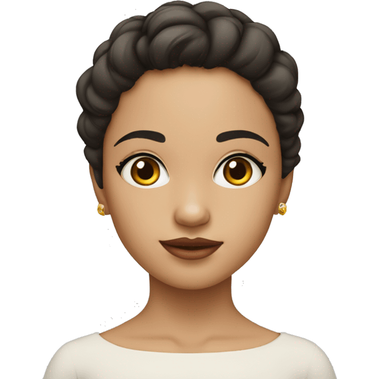 Niña, ondulada, blanca, cejas negras emoji