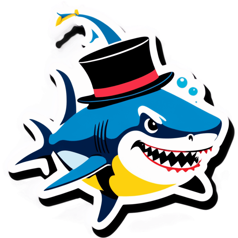 Shark with a top hat emoji