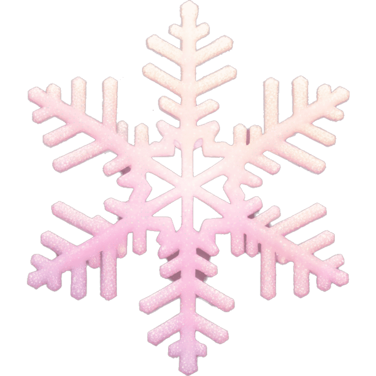 Pastel Pink Snowflake "A delicate pastel pink snowflake with glowing edges, shimmering glittery patterns, and a soft magical light surrounding it." emoji