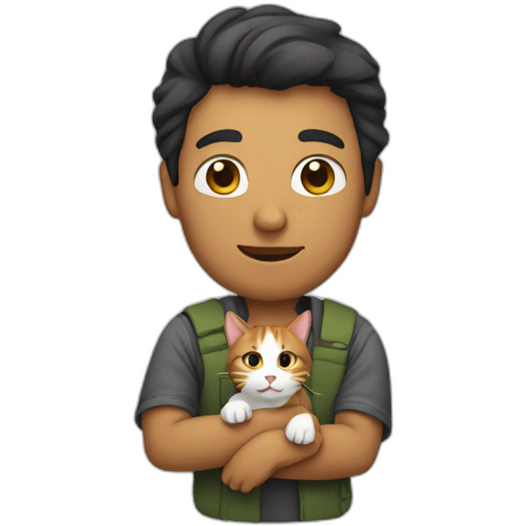 Man holding a cat emoji